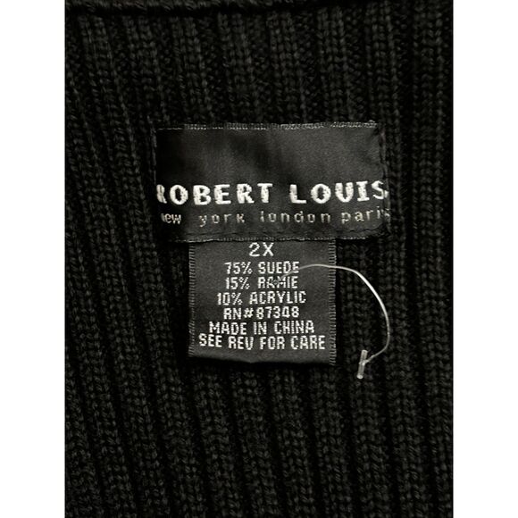 Vt6 Blk Suede/Knit Jacket Size 2X by Robert Louis Retro 80's/90's Vibes - Picture 6 of 6
